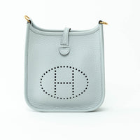Hermes Bleu Pale Clemence Leather Mini Evelyn 16