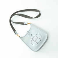 Hermes Bleu Pale Clemence Leather Mini Evelyn 16
