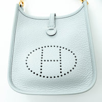 Hermes Bleu Pale Clemence Leather Mini Evelyn 16