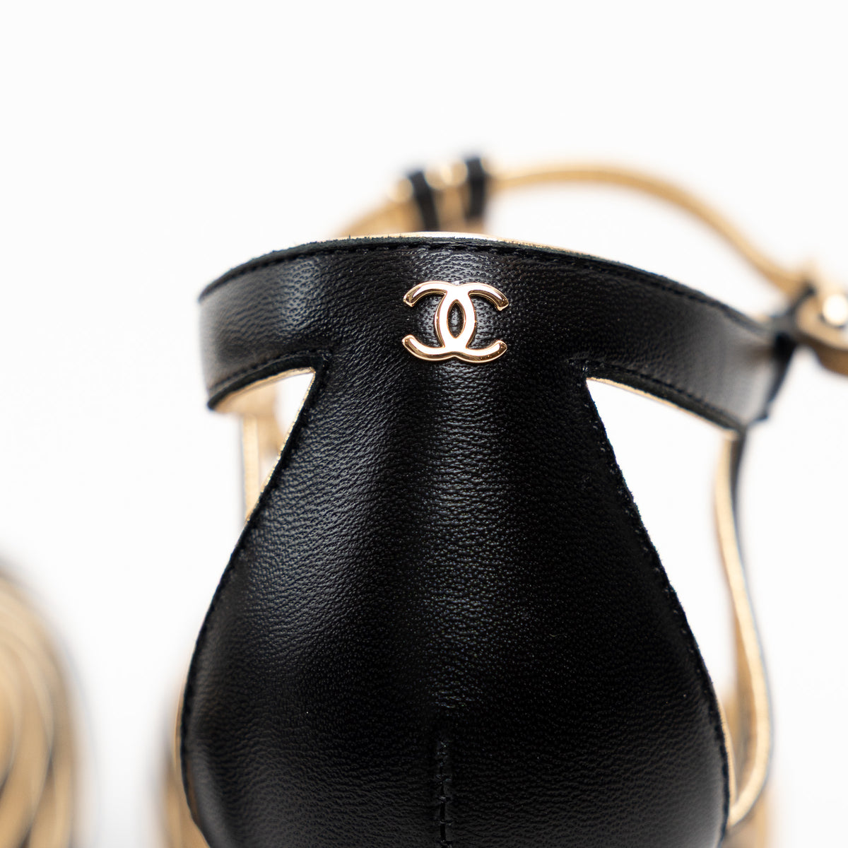 Pre-Loved Chanel™ Black Leather Caged Sandals Size 40C