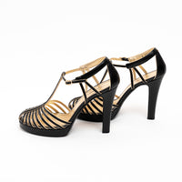 Pre-Loved Chanel™ Black Leather Caged Sandals Size 40C