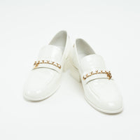 Pre-Loved Chanel™ White Patent Leather Loafers Size 39C