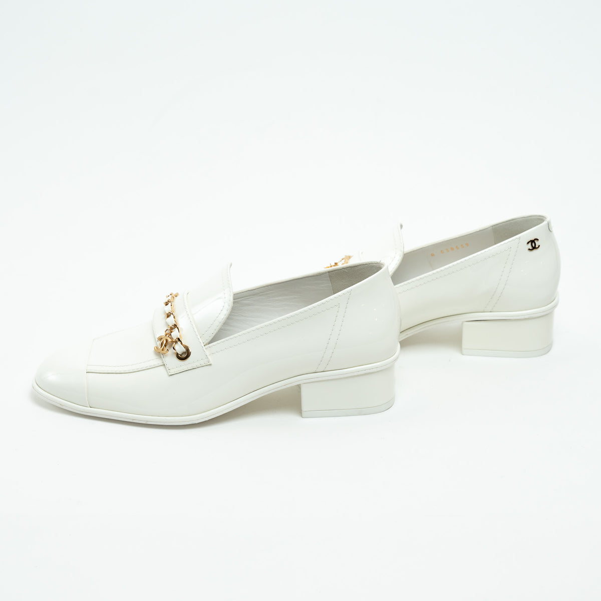 Pre-Loved Chanel™ White Patent Leather Loafers Size 39C