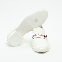Pre-Loved Chanel™ White Patent Leather Loafers Size 39C