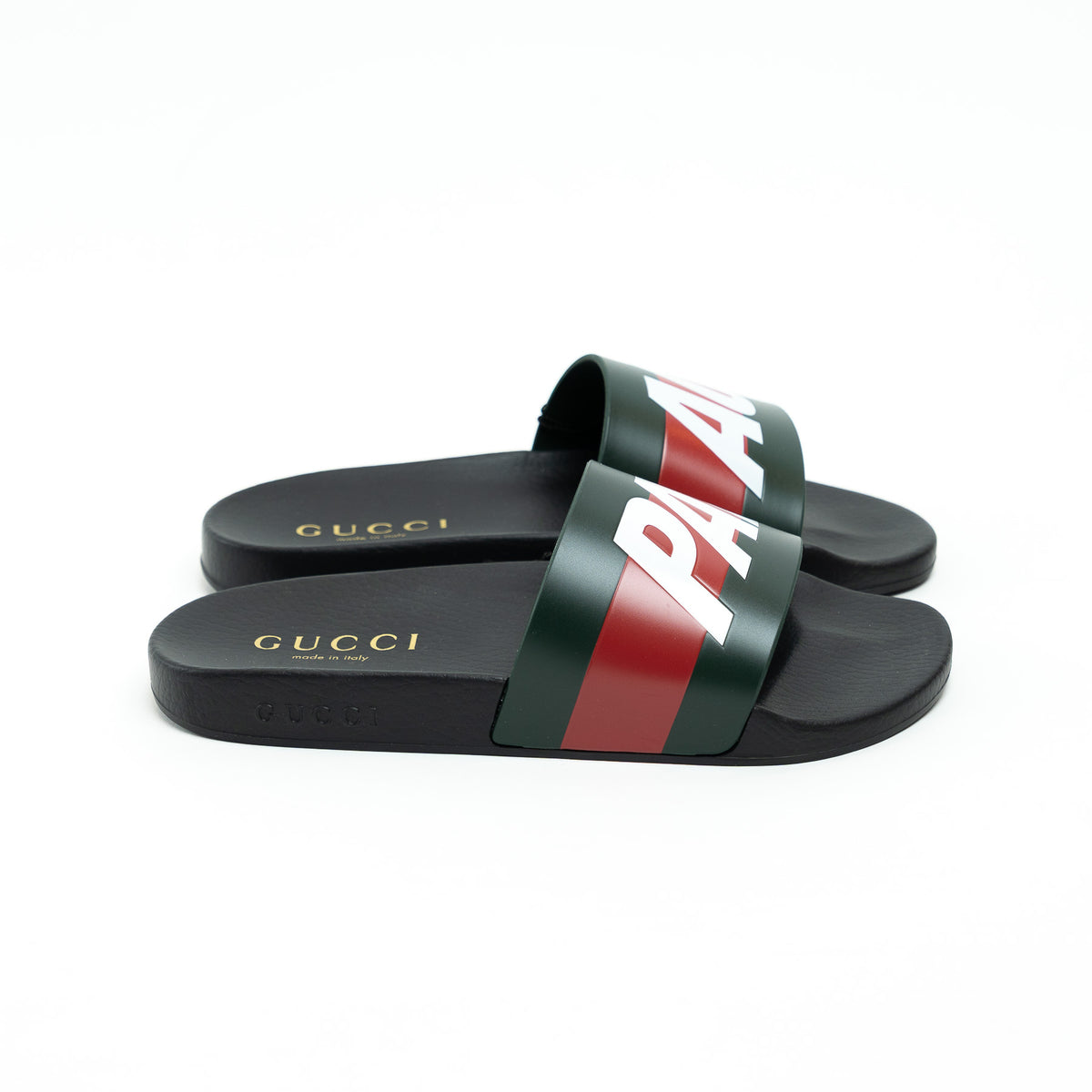 Gucci Black Leather Palace Slides Size 8