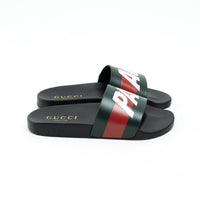 Gucci Black Leather Palace Slides Size 8