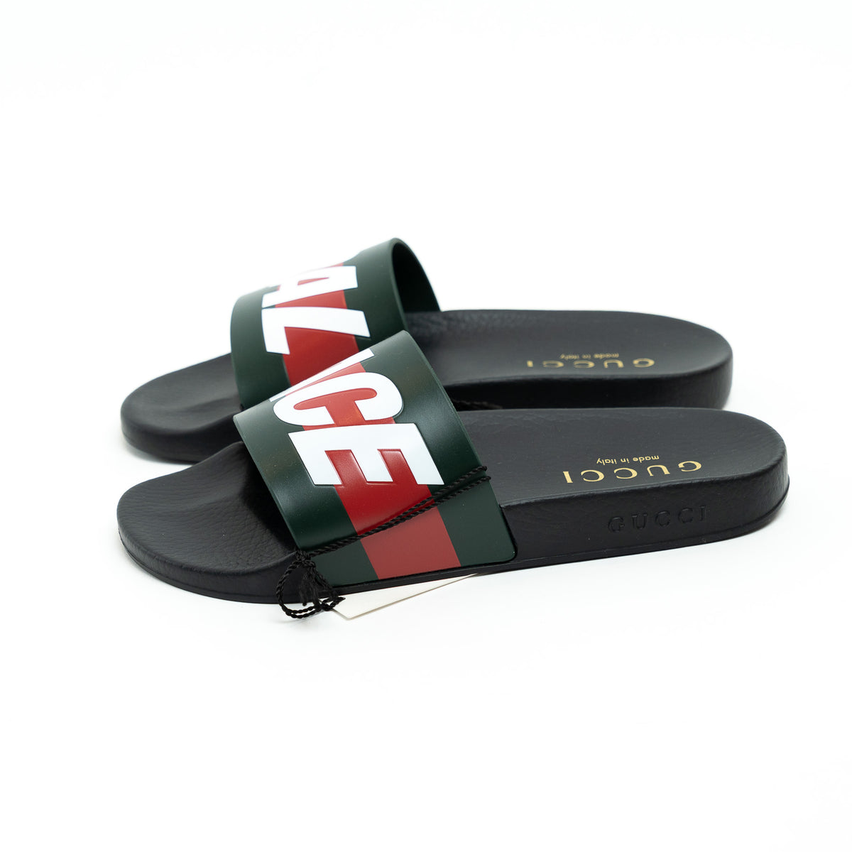Gucci Black Leather Palace Slides Size 8