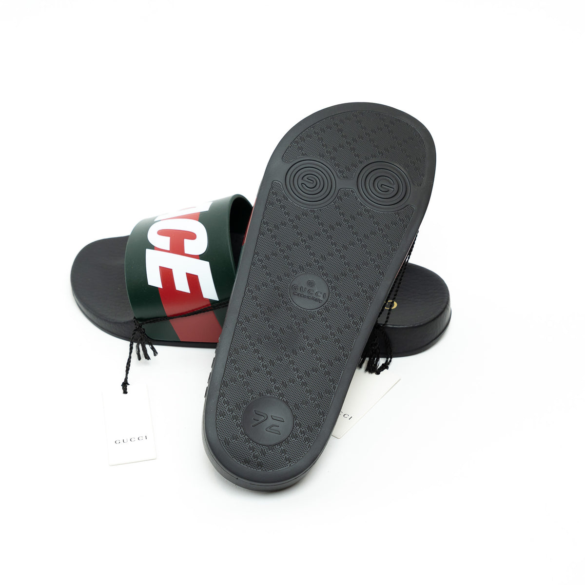 Gucci Black Leather Palace Slides Size 8
