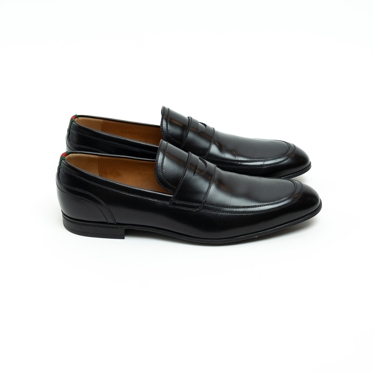 Mens Gucci Black Leather Loafers Size 7