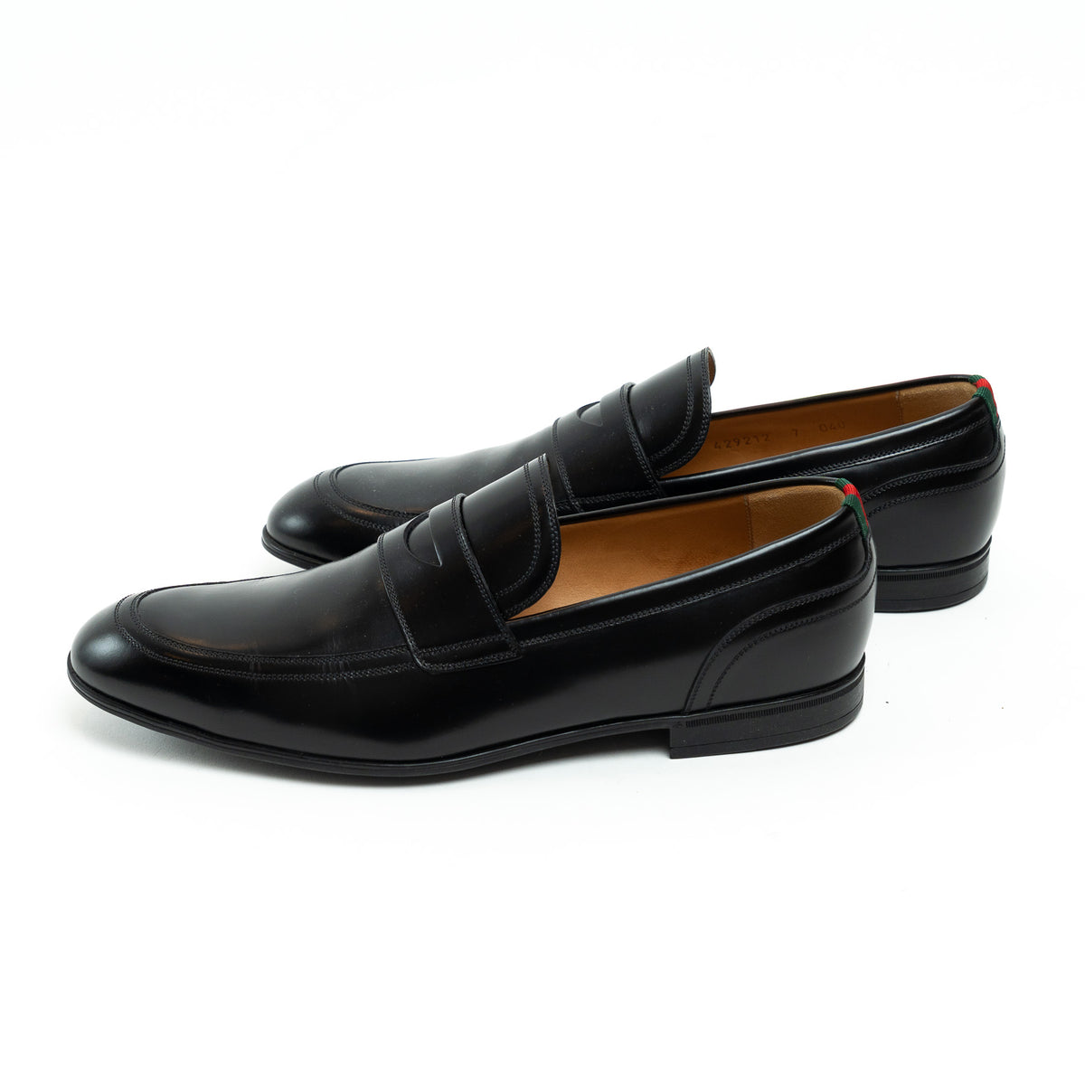 Mens Gucci Black Leather Loafers Size 7