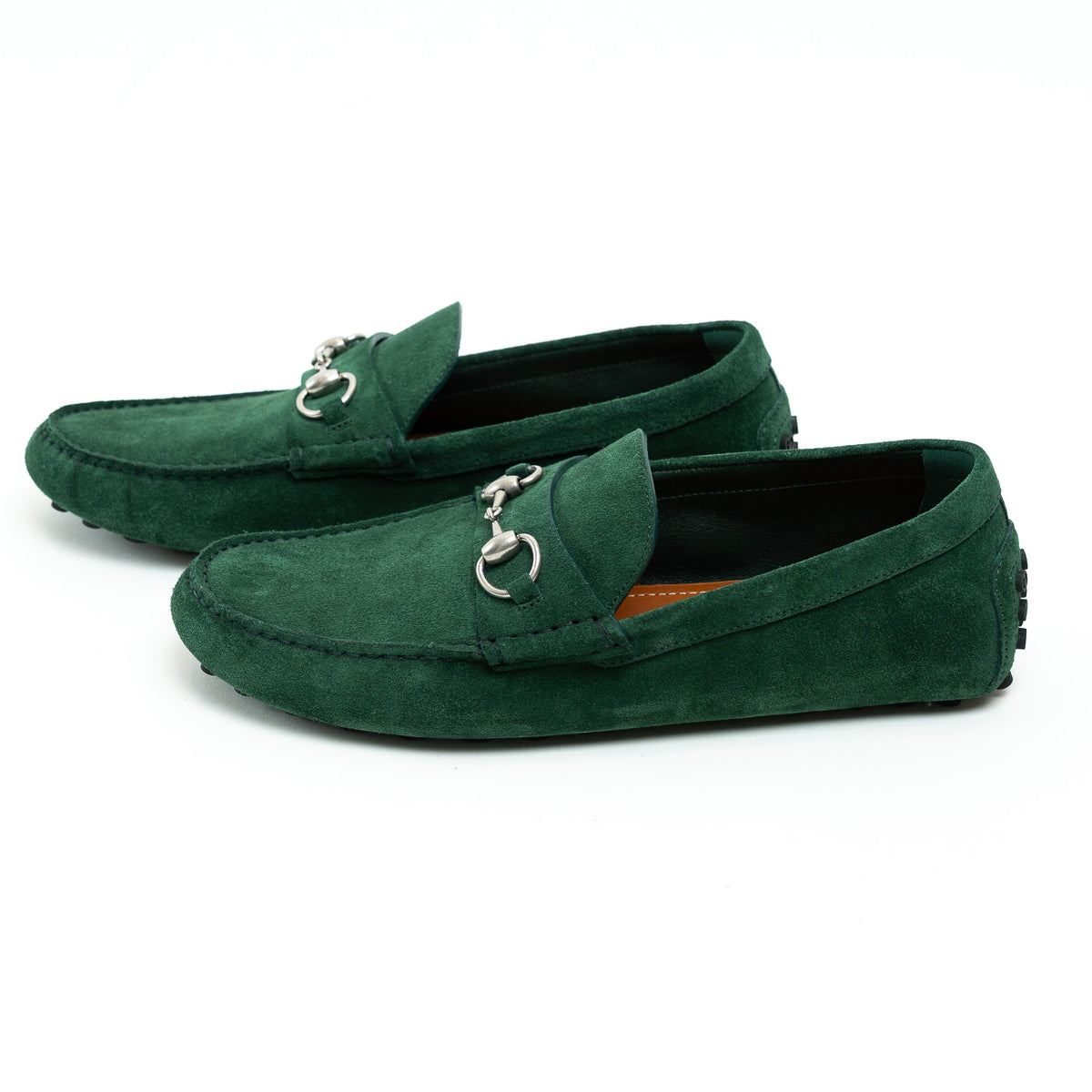 Mens Gucci Green Suede Horsebit Loafers Size 42