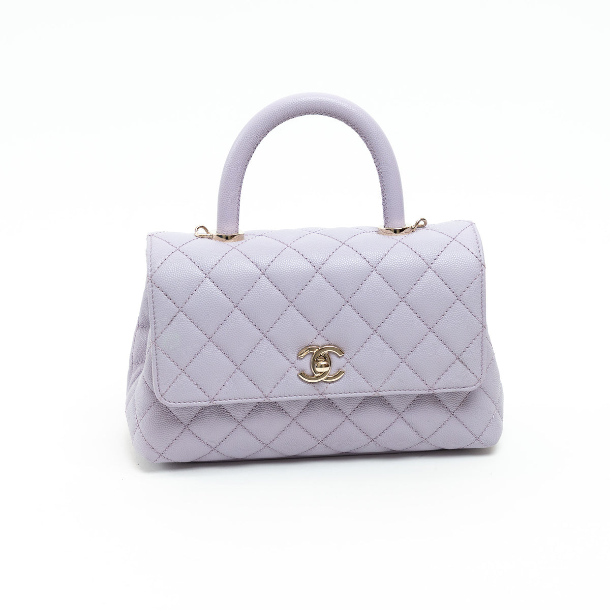 Pre-Loved Chanel™ Lavender Pebbled Leather Small Size Coco Handle Bag