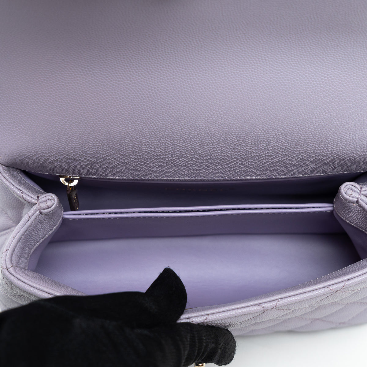 Pre-Loved Chanel™ Lavender Pebbled Leather Small Size Coco Handle Bag