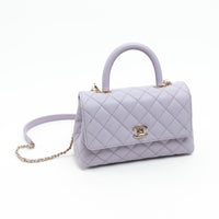 Pre-Loved Chanel™ Lavender Pebbled Leather Small Size Coco Handle Bag