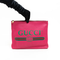 Gucci Pink Grained Leather Zip Pouch