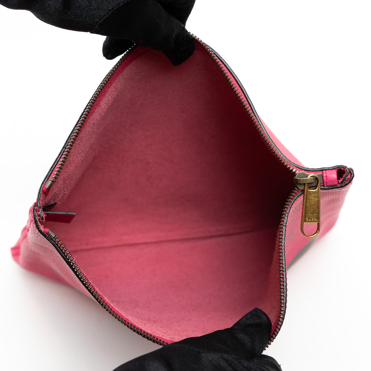 Gucci Pink Grained Leather Zip Pouch