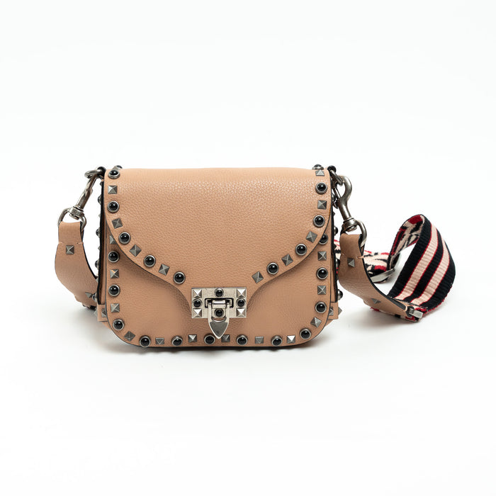 Valentino Tan Grained Leather Rockstud Shoulder Bag