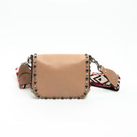 Valentino Tan Grained Leather Rockstud Shoulder Bag