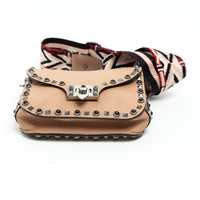 Valentino Tan Grained Leather Rockstud Shoulder Bag