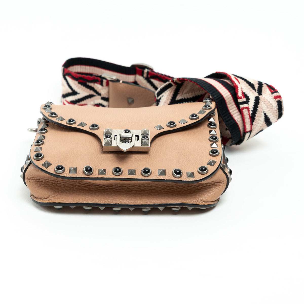 Valentino Tan Grained Leather Rockstud Shoulder Bag