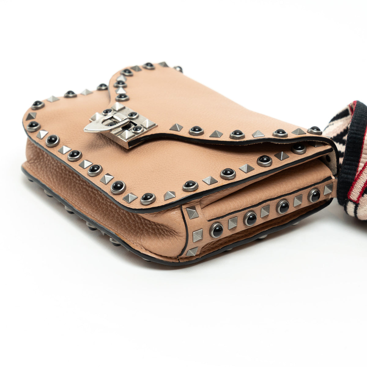 Valentino Tan Grained Leather Rockstud Shoulder Bag