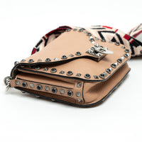 Valentino Tan Grained Leather Rockstud Shoulder Bag