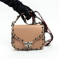 Valentino Tan Grained Leather Rockstud Shoulder Bag
