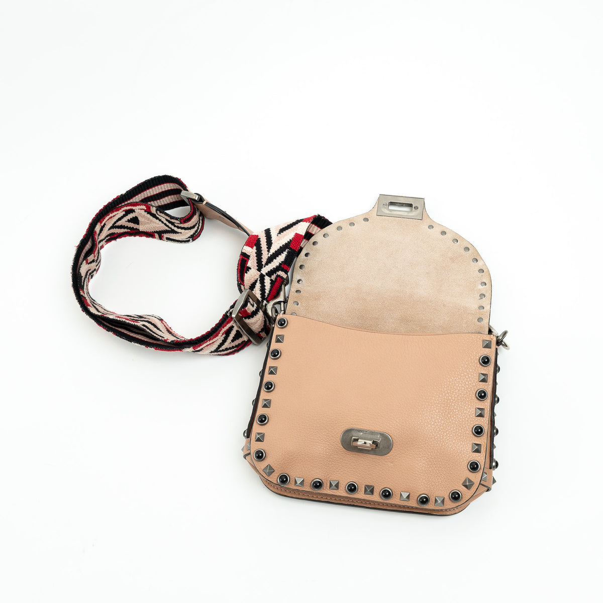 Valentino Tan Grained Leather Rockstud Shoulder Bag