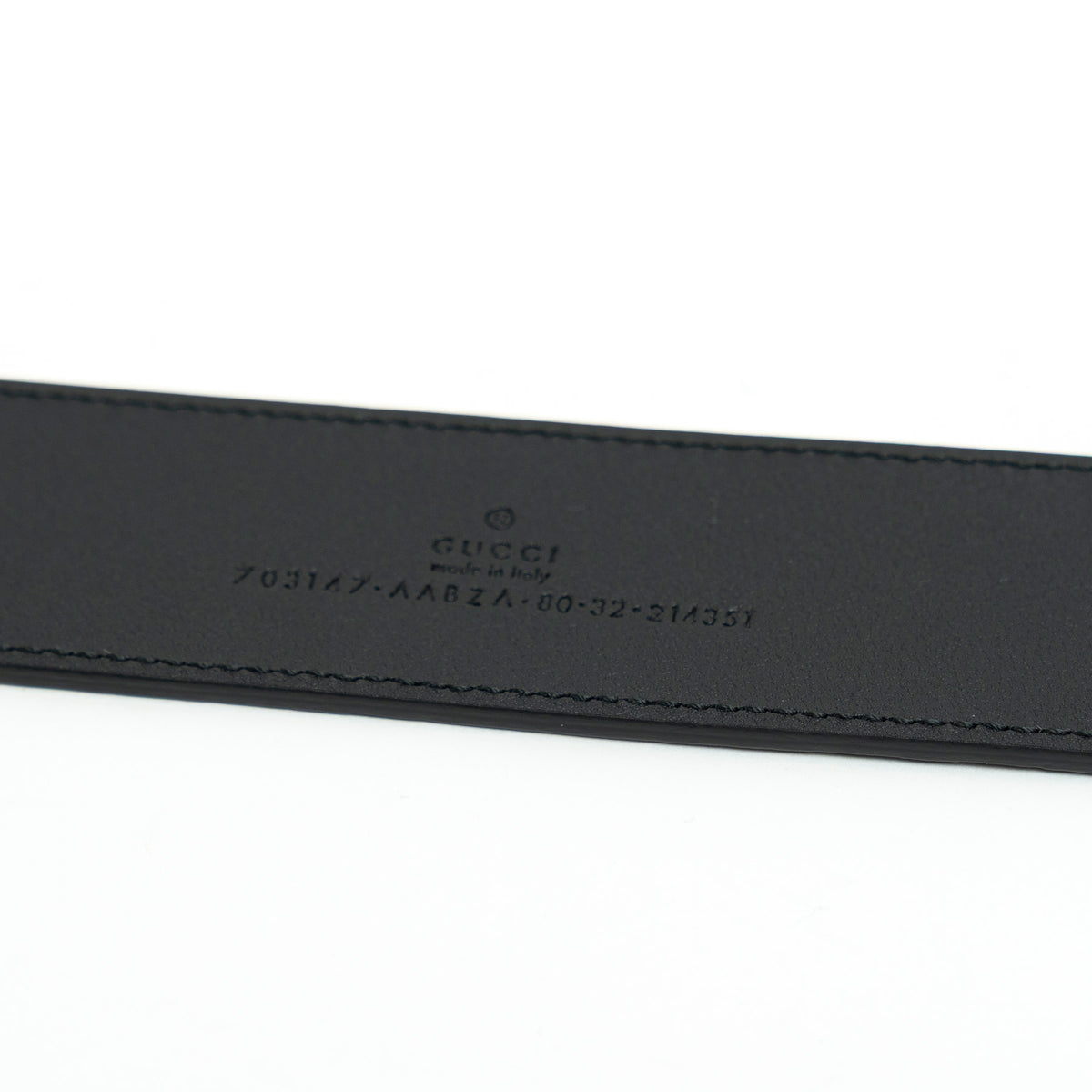 Gucci Black Embossed GG Monogram Leather Belt Size 80/32