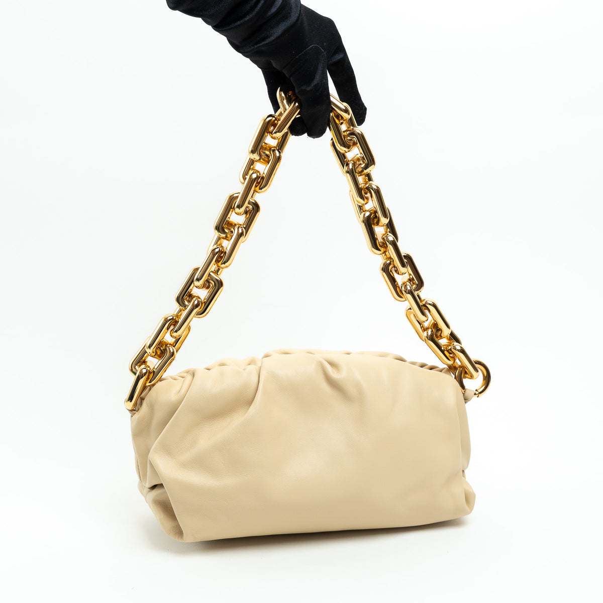 Bottega Veneta Cream Calfskin Leather The Chain Pouch Bag