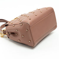 Fendi Tan Grained Leather Crystal Star Studded Micro Peekaboo Handbag