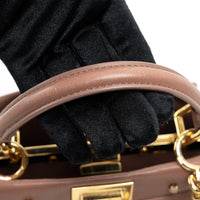 Fendi Tan Grained Leather Crystal Star Studded Micro Peekaboo Handbag