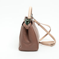 Fendi Rose & Beige Grained Leather Mini Peekaboo Handbag