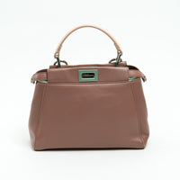 Fendi Rose & Beige Grained Leather Mini Peekaboo Handbag