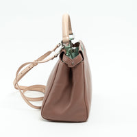Fendi Rose & Beige Grained Leather Mini Peekaboo Handbag