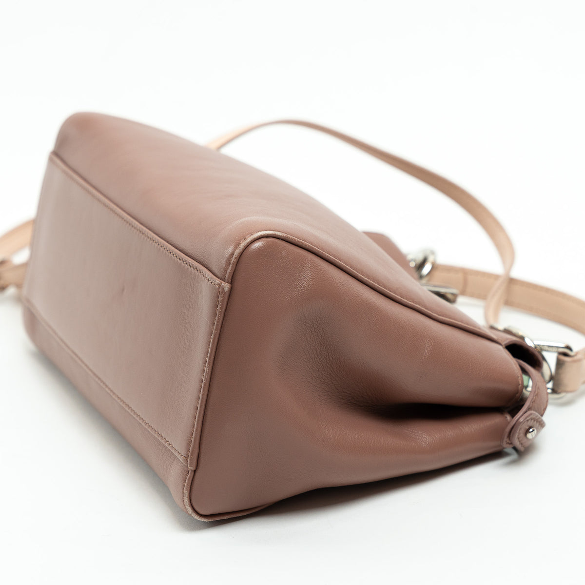 Fendi Rose & Beige Grained Leather Mini Peekaboo Handbag