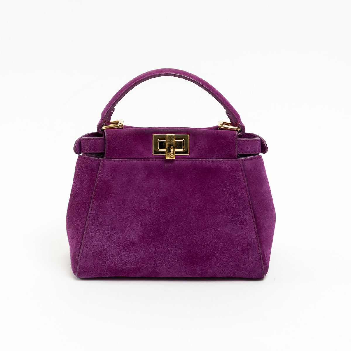 Fendi Purple Suede Micro Peekaboo Handbag