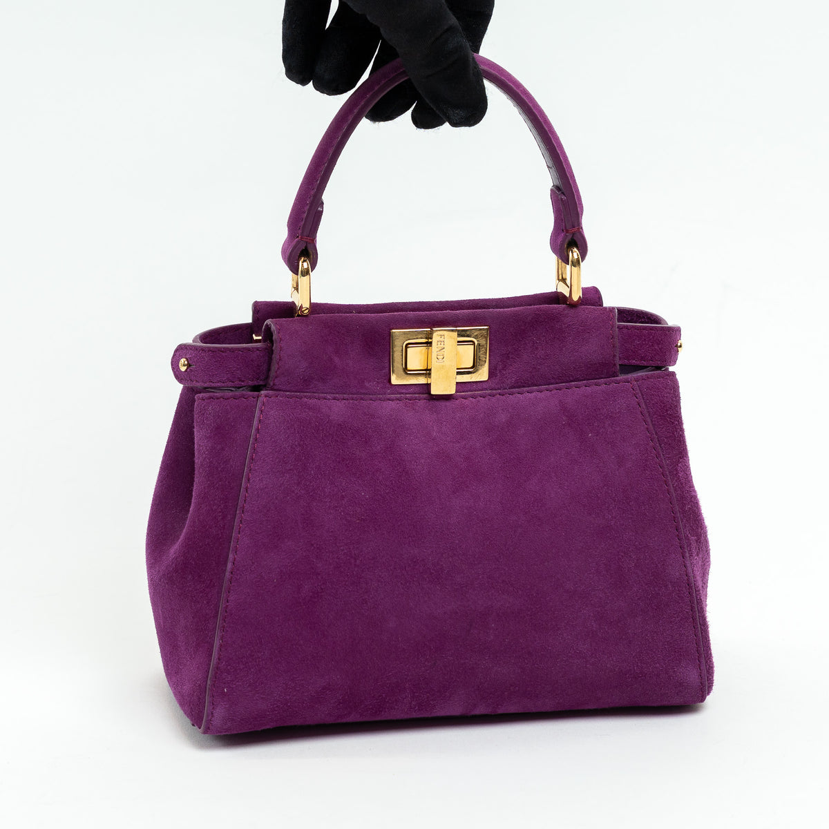 Fendi Purple Suede Micro Peekaboo Handbag