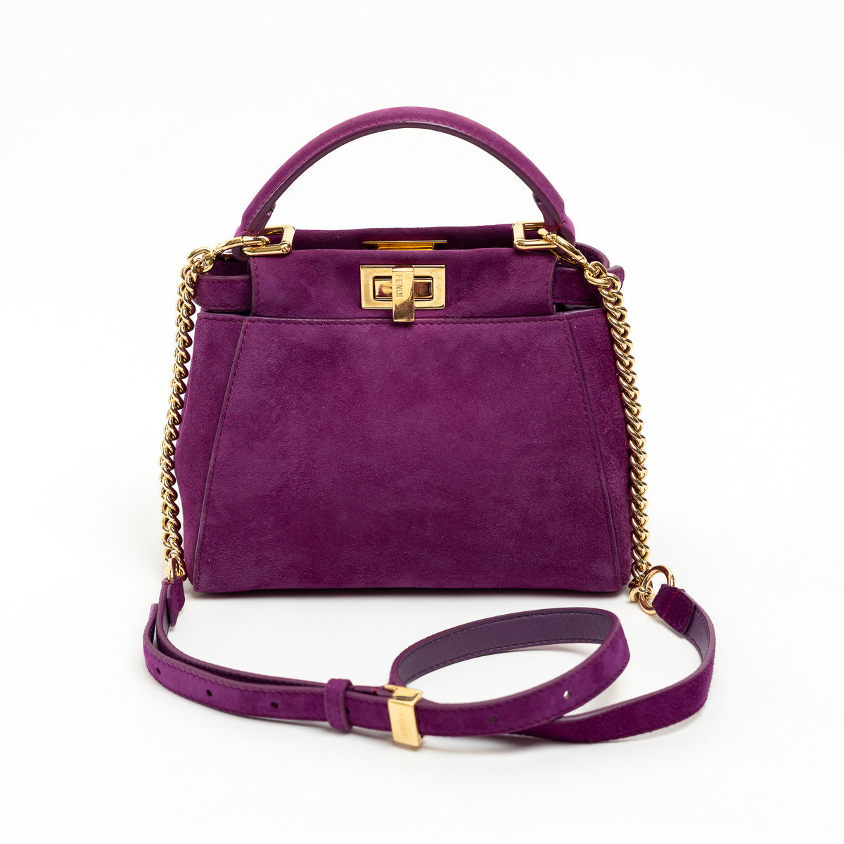 Fendi Purple Suede Micro Peekaboo Handbag