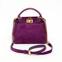 Fendi Purple Suede Micro Peekaboo Handbag