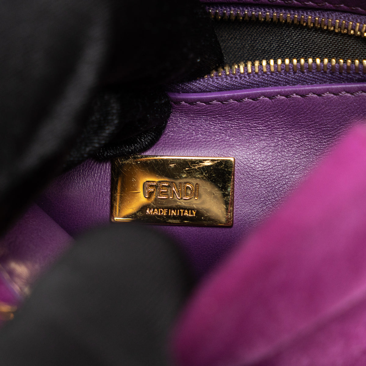Fendi Purple Suede Micro Peekaboo Handbag