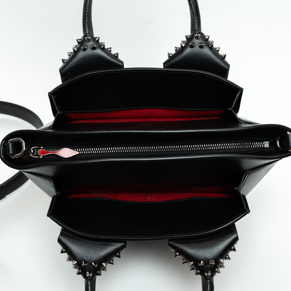 Christian Louboutin Black Grained Leather Medium Eloise Studded Handbag