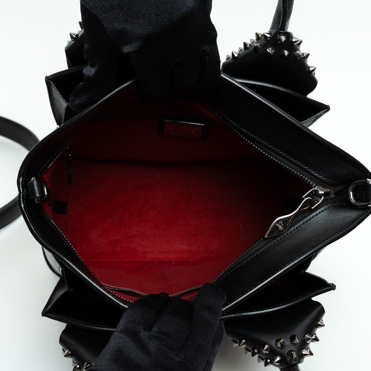 Christian Louboutin Black Grained Leather Medium Eloise Studded Handbag