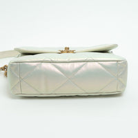 Pre-Loved Chanel ™ Pearlescent White Leather Large Chanel 19 Handbag