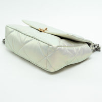 Pre-Loved Chanel ™ Pearlescent White Leather Large Chanel 19 Handbag