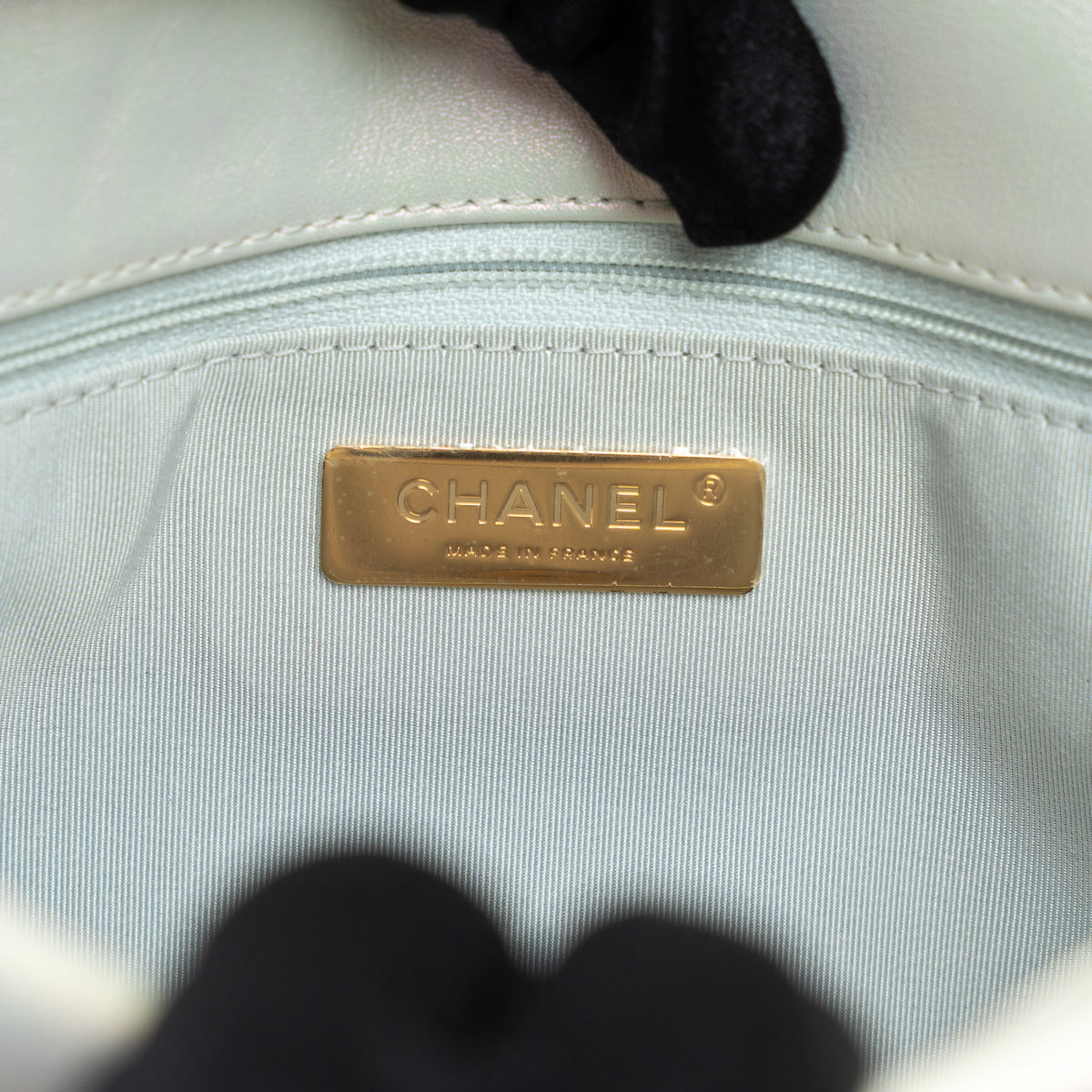 Pre-Loved Chanel ™ Pearlescent White Leather Large Chanel 19 Handbag