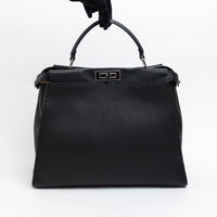 Fendi Black Grained Leather Large Peekaboo Handbag