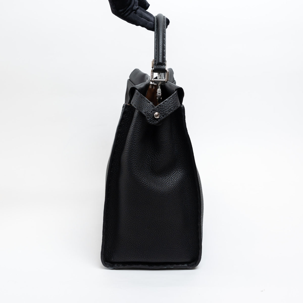 Fendi Black Grained Leather Large Peekaboo Handbag