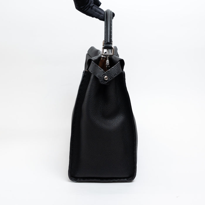Fendi Black Grained Leather Large Peekaboo Handbag