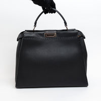 Fendi Black Grained Leather Large Peekaboo Handbag